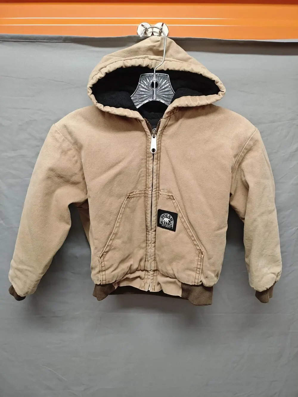 Polar King by Key Jacket Youth Small Tan Hooded Canvas Insulated Workwear USA
